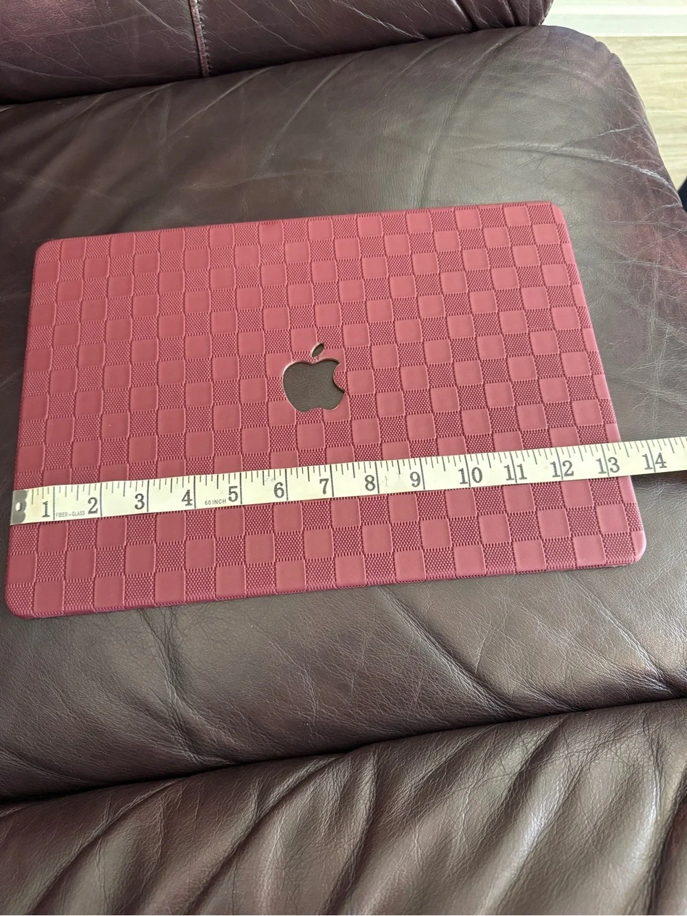 Apple MacBook with Red Checkered Protective Skin